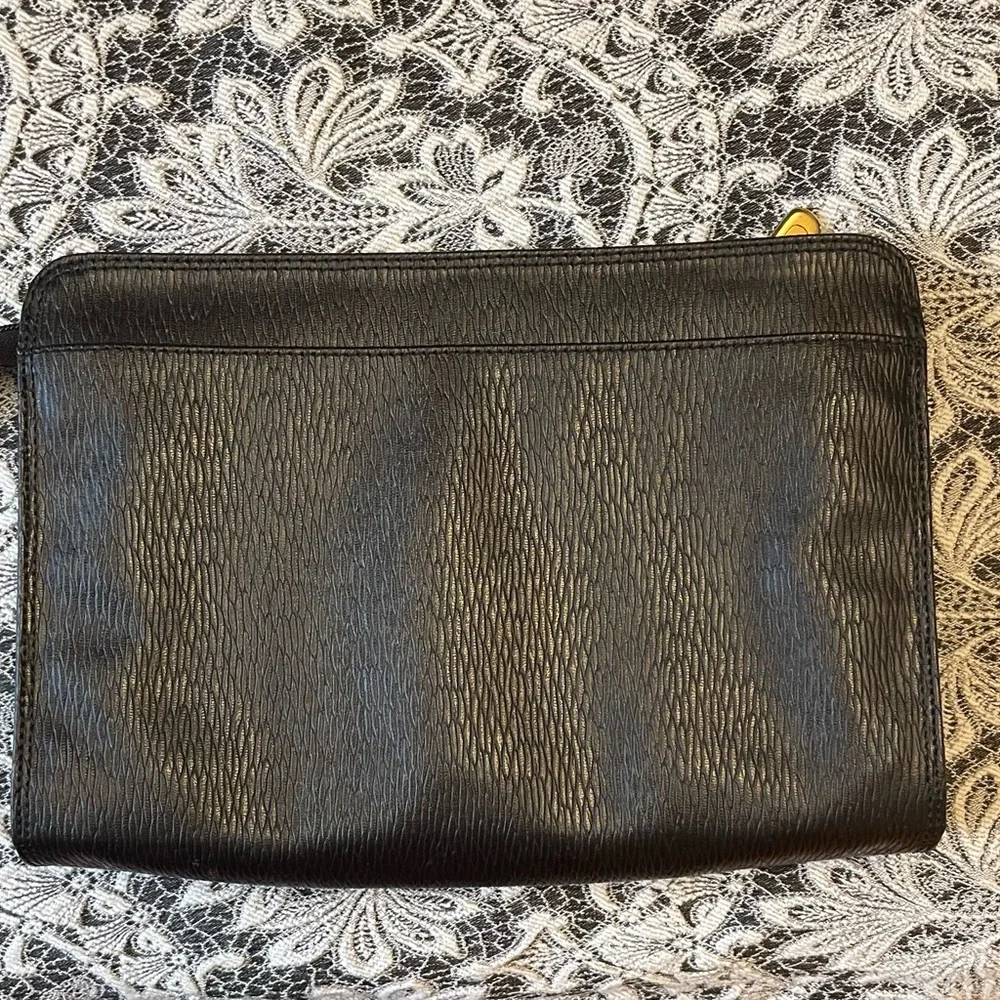 Valentino Garavani Black and Gold Textured Clutch